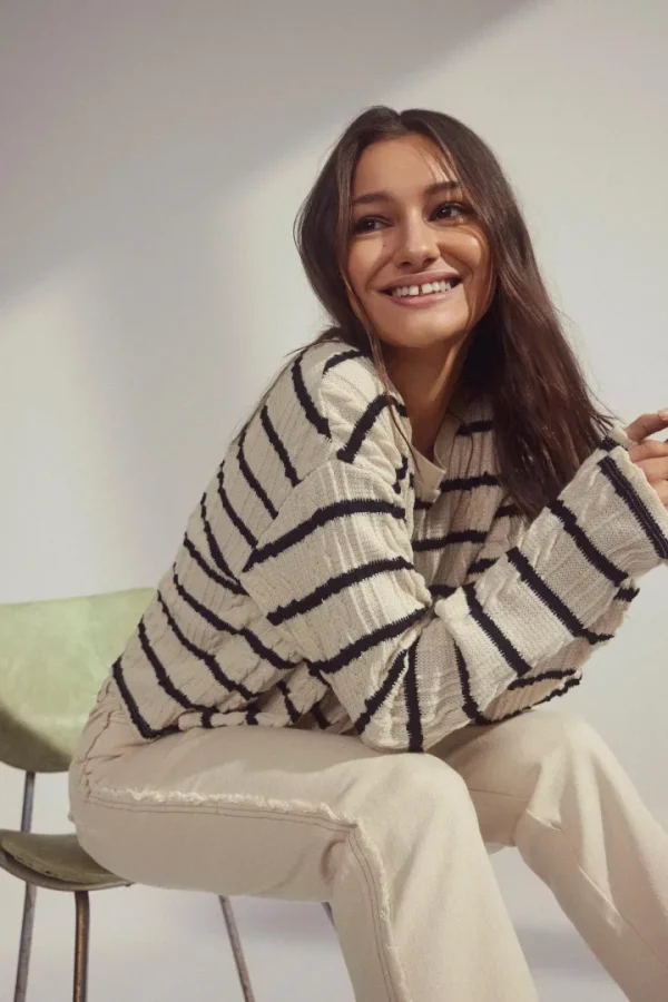 Vila Jumpers & Cardigans<CABA L/S CROPPED TOP(BIRCH/BLACK)