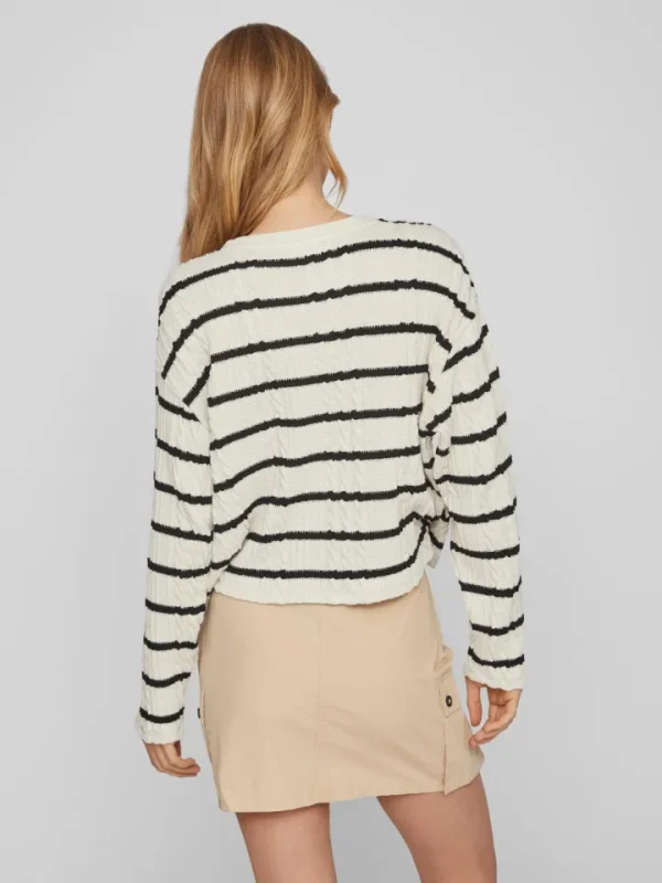 Vila Jumpers & Cardigans<CABA L/S CROPPED TOP(BIRCH/BLACK)