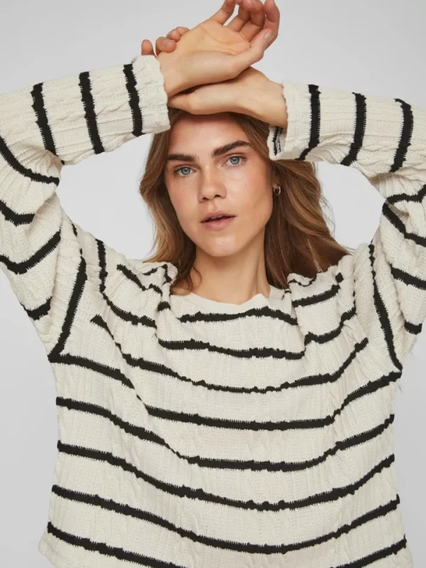 Vila Jumpers & Cardigans<CABA L/S CROPPED TOP(BIRCH/BLACK)
