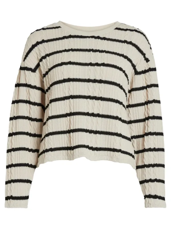 Vila Jumpers & Cardigans<CABA L/S CROPPED TOP(BIRCH/BLACK)
