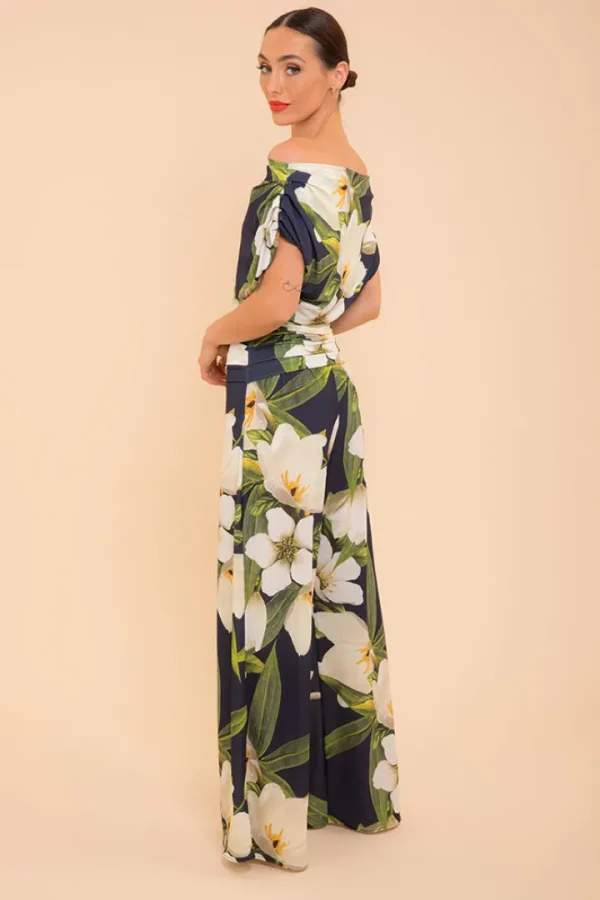 Atom Jumpsuits | Occasionwear<CARBON JERSEY JUMPSUIT (NAVY/LILY PRINT)