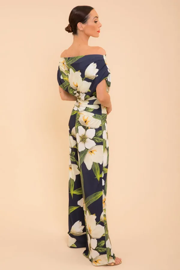 Atom Jumpsuits | Occasionwear<CARBON JERSEY JUMPSUIT (NAVY/LILY PRINT)