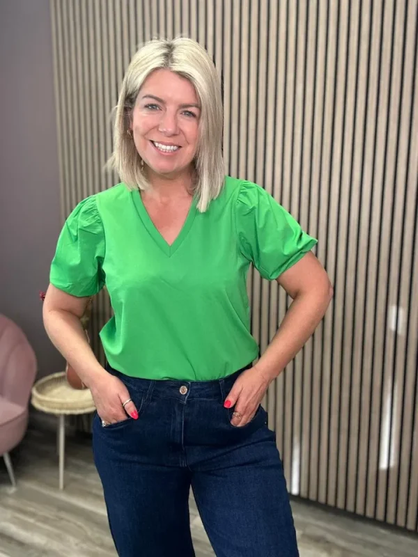 Object T-Shirts<CARMEL S/S TOP (VIBRANT GREEN)