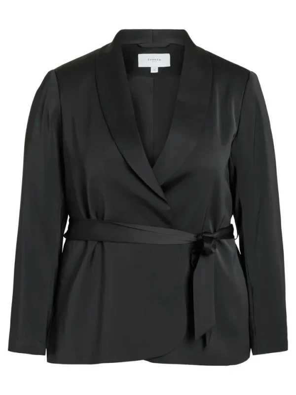 Vila Evoked Blazers<CATHY L/S BELTED BLAZER (BLACK)