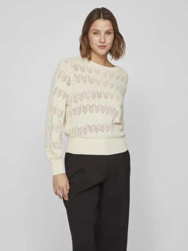 Vila Jumpers & Cardigans<Cathy Pointelle Knit Top (Birch)