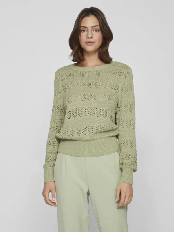 Vila Jumpers & Cardigans<Cathy Pointelle Knit Top (Swamp)