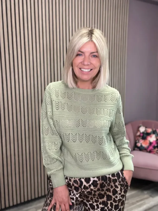 Vila Jumpers & Cardigans<Cathy Pointelle Knit Top (Swamp)