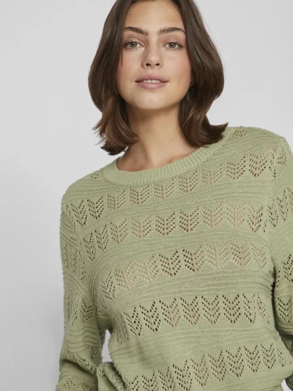 Vila Jumpers & Cardigans<Cathy Pointelle Knit Top (Swamp)