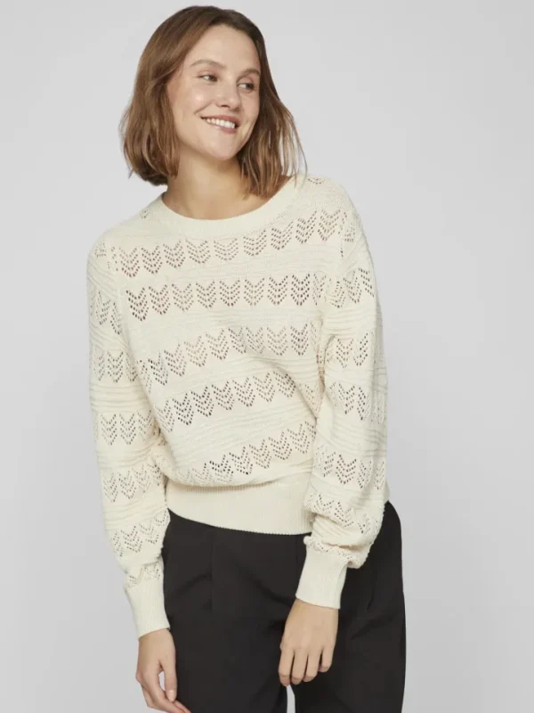 Vila Jumpers & Cardigans<Cathy Pointelle Knit Top (Birch)