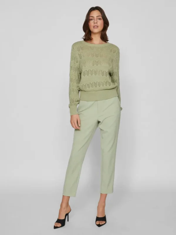 Vila Jumpers & Cardigans<Cathy Pointelle Knit Top (Swamp)