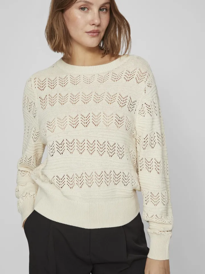 cathy_pointelle_knit_top__5-1.webp Vila Jumpers & Cardigans<Cathy Pointelle Knit Top (Birch)