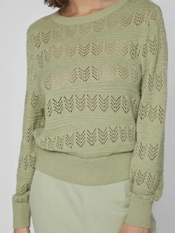 Vila Jumpers & Cardigans<Cathy Pointelle Knit Top (Swamp)
