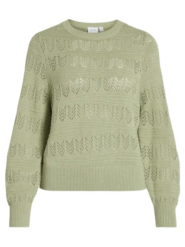 Vila Jumpers & Cardigans<Cathy Pointelle Knit Top (Swamp)