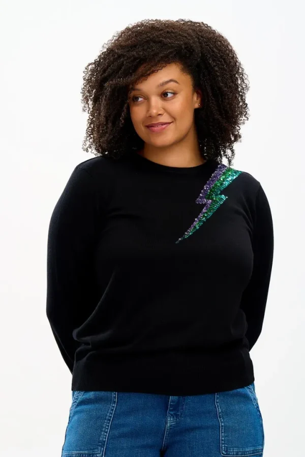Sugarhill Jumpers & Cardigans<CECE SEQUIN JUMPER (BLACK)