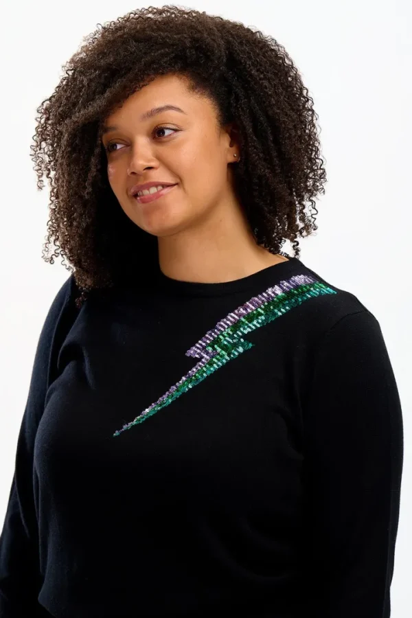 Sugarhill Jumpers & Cardigans<CECE SEQUIN JUMPER (BLACK)