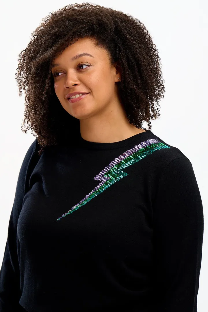 cece_sequin_jumper_black_1.webp Sugarhill Jumpers & Cardigans<CECE SEQUIN JUMPER (BLACK)