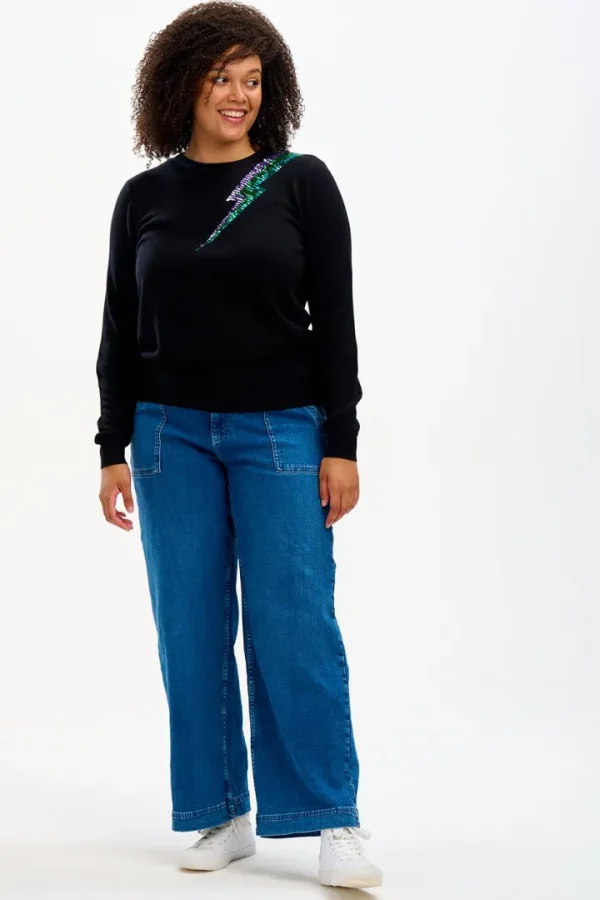 Sugarhill Jumpers & Cardigans<CECE SEQUIN JUMPER (BLACK)