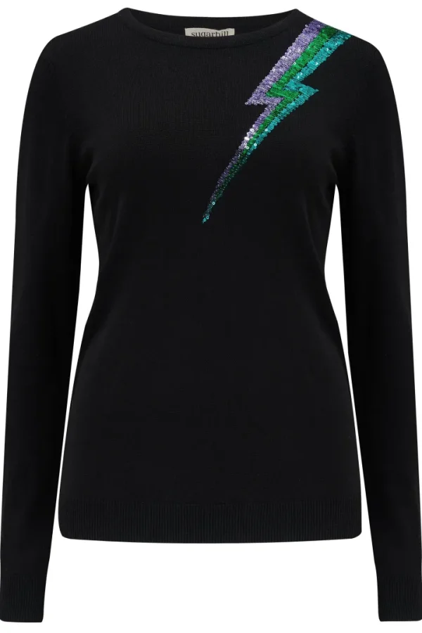 Sugarhill Jumpers & Cardigans<CECE SEQUIN JUMPER (BLACK)