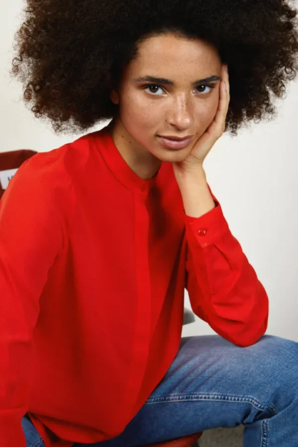 Ichi Shirts & Blouses<Cellani Longline Shirt (Poppy Red)