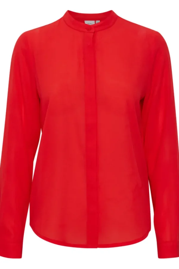 Ichi Shirts & Blouses<Cellani Longline Shirt (Poppy Red)
