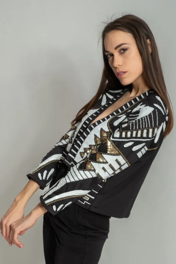 GoaGoa Jackets<CHACANA EMBELLISHED JACKET (BLACK/WHITE)