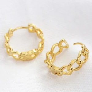 Lisa Angel Jewellery<Chain Huggie Hoop Earring (Gold)