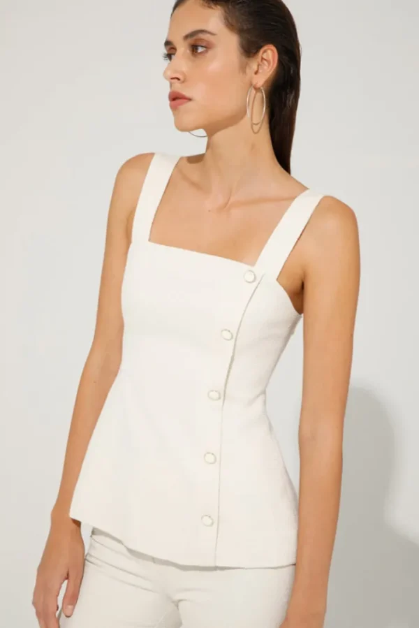 GoaGoa Occasionwear<Channy Pearl Button Top (Cream)
