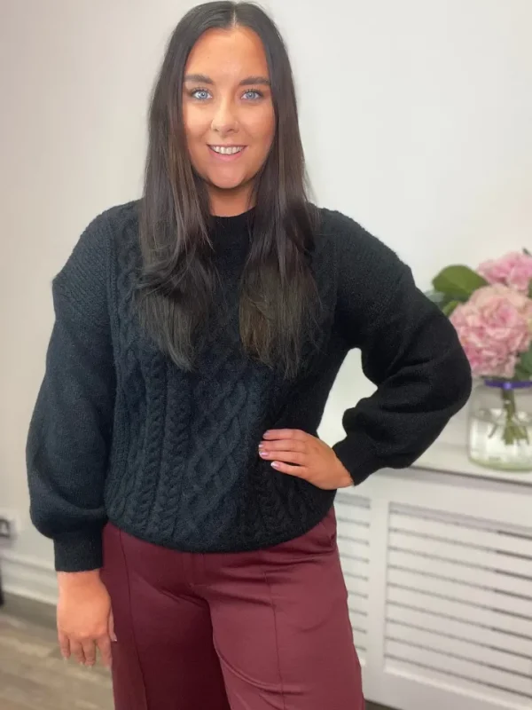 Vila Jumpers & Cardigans<CHINTI CABLE KNIT JUMPER (BLACK)