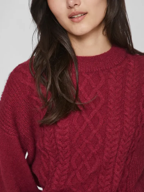 Vila Jumpers & Cardigans<CHINTI CABLE KNIT JUMPER (BEET RED)