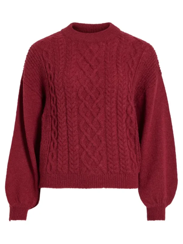 Vila Jumpers & Cardigans<CHINTI CABLE KNIT JUMPER (BEET RED)