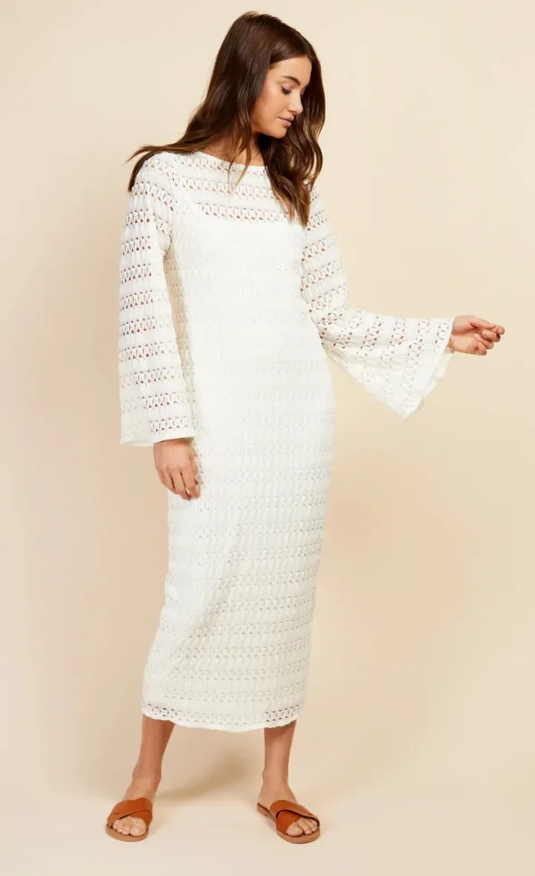 Little Mistress Occasionwear<Chloe Crochet Knit Midaxi Dress (Cream)