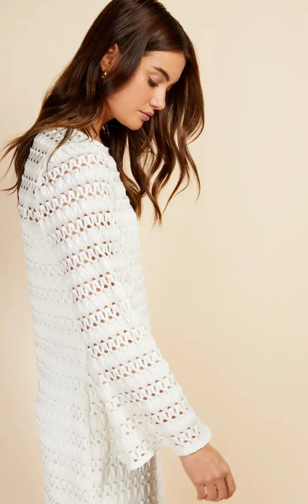 Little Mistress Occasionwear<Chloe Crochet Knit Midaxi Dress (Cream)