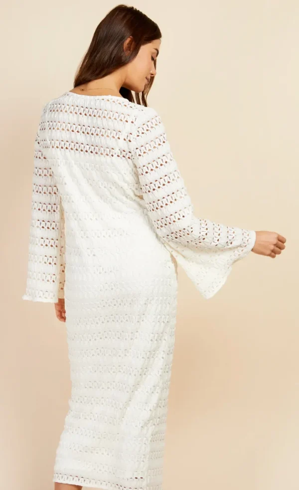 Little Mistress Occasionwear<Chloe Crochet Knit Midaxi Dress (Cream)