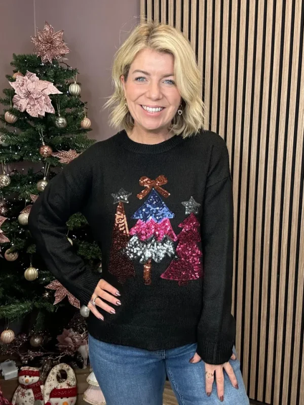 Vila Jumpers & Cardigans<Christmas Trees Jumper ( Sequins)