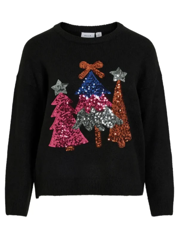 Vila Jumpers & Cardigans<Christmas Trees Jumper ( Sequins)