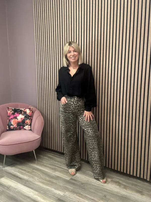 Vila Jeans<Ciara Leopard Print Jeans (Birch)