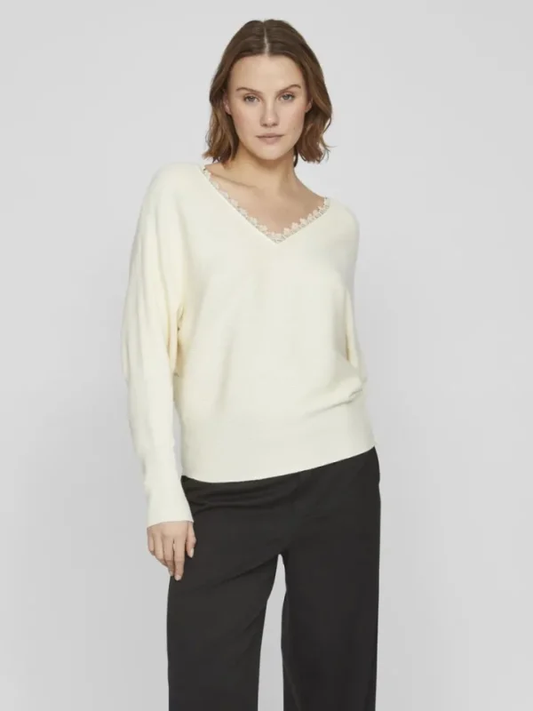 Vila Jumpers & Cardigans<Cila Lace Trimmed Jumper (Birch)