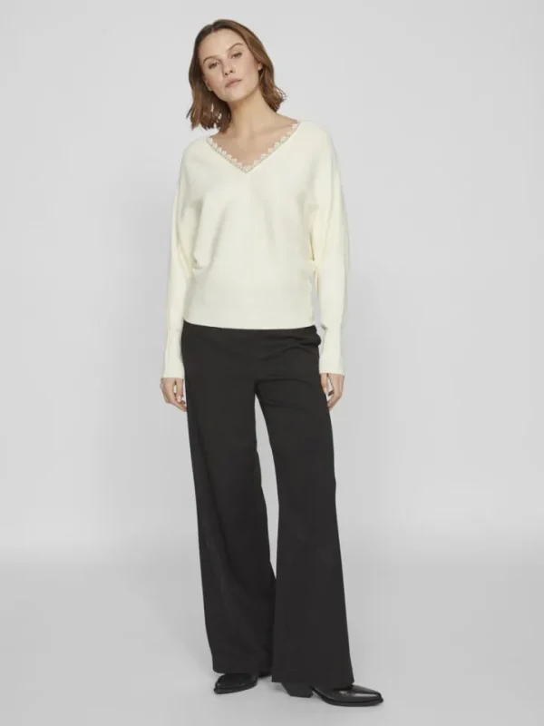 Vila Jumpers & Cardigans<Cila Lace Trimmed Jumper (Birch)