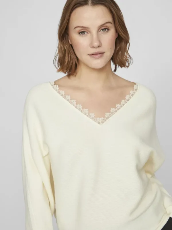 Vila Jumpers & Cardigans<Cila Lace Trimmed Jumper (Birch)