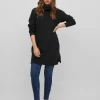 Vila Jumpers & Cardigans<CILLA ROLL NECK KNIT TUNIC (BLACK)