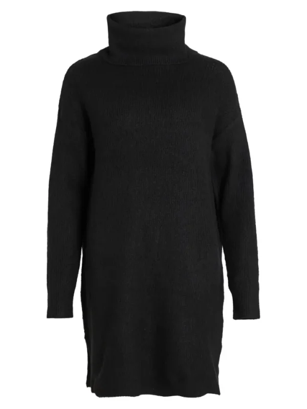 Vila Jumpers & Cardigans<CILLA ROLL NECK KNIT TUNIC (BLACK)