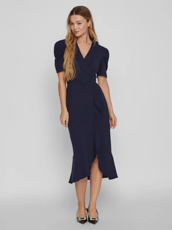 Vila Occasionwear<CLARA MIDI DRESS (NAVY)