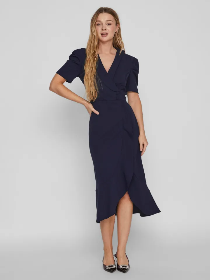 clara_midi_dress_navy_1.webp Vila Occasionwear<CLARA MIDI DRESS (NAVY)