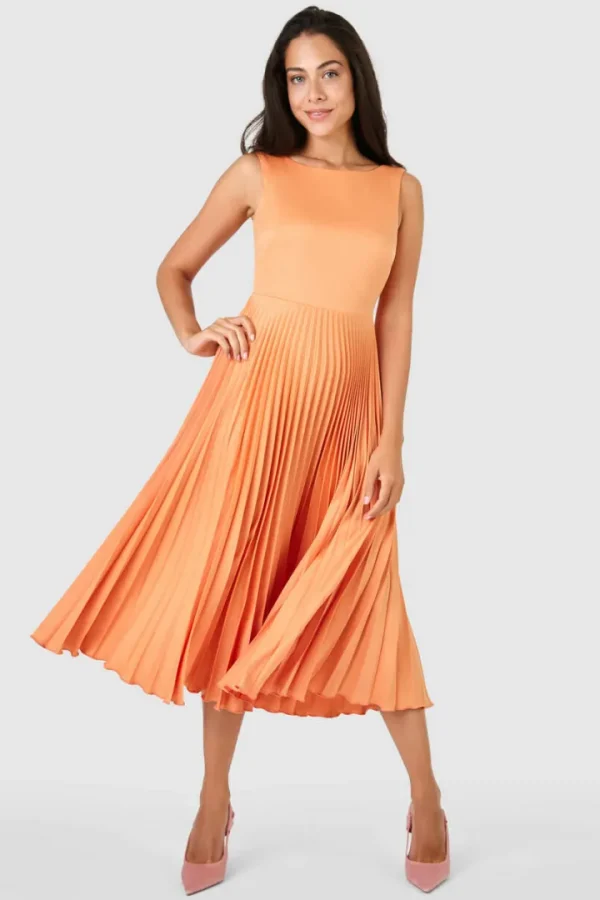 Closet Occasionwear<Clementine Pleated Dress (Peach)
