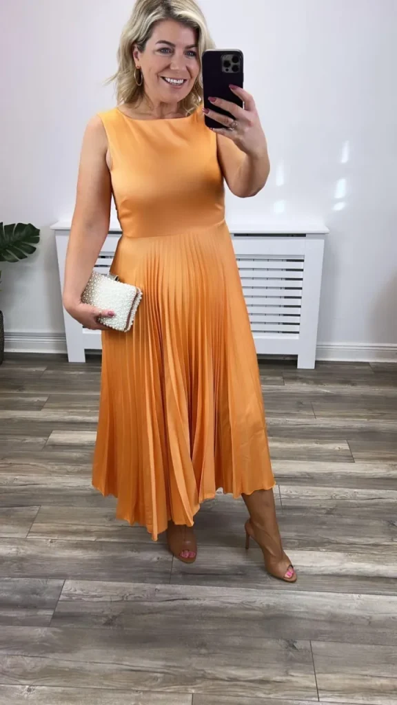 Closet Occasionwear<Clementine Pleated Dress (Peach)