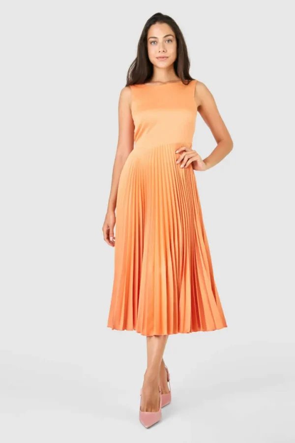 Closet Occasionwear<Clementine Pleated Dress (Peach)