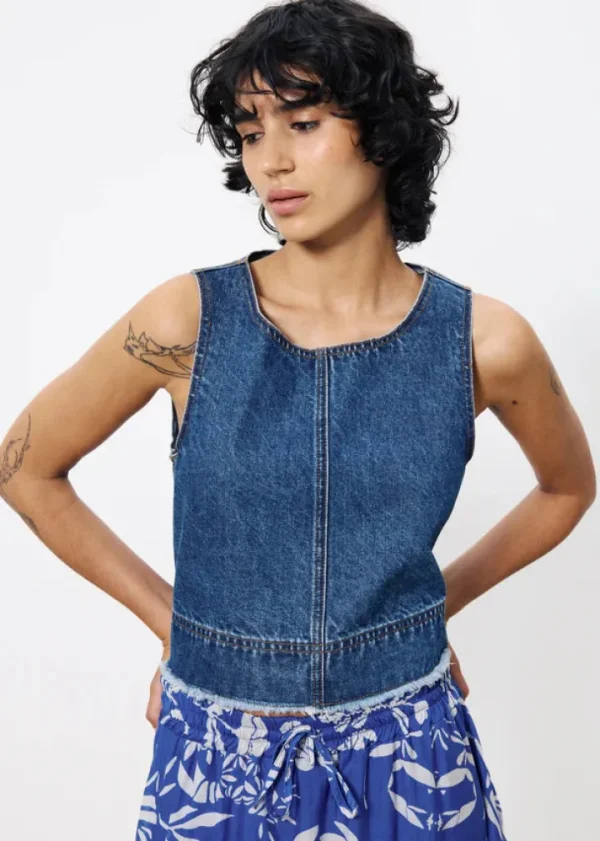 Frnch Camis & Vests<Dafne Denim Crop Top ( Jean)