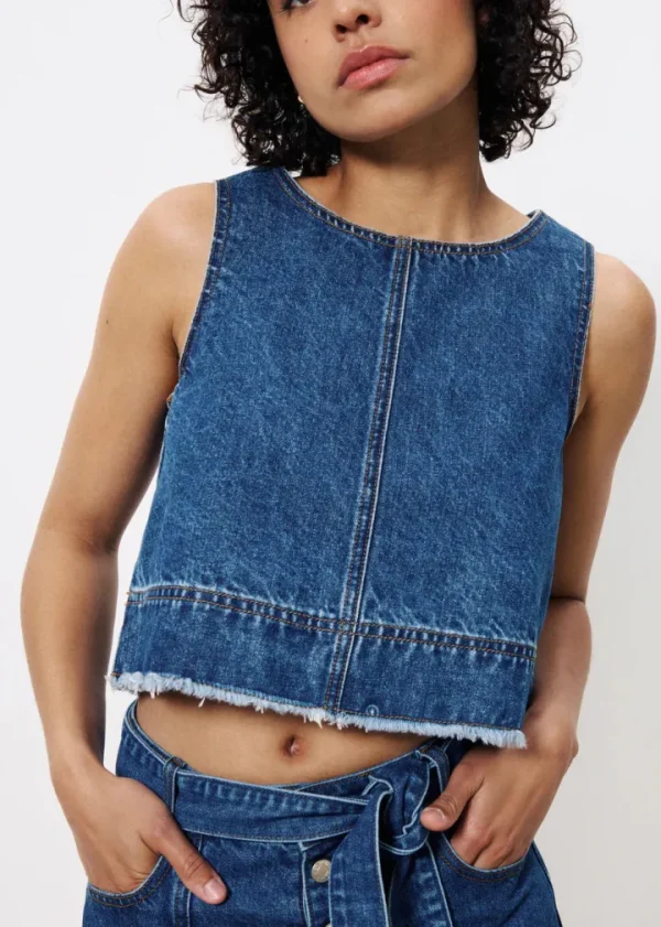 Frnch Camis & Vests<Dafne Denim Crop Top ( Jean)