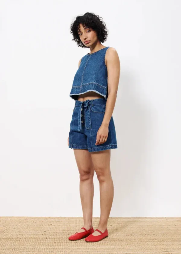 Frnch Camis & Vests<Dafne Denim Crop Top ( Jean)