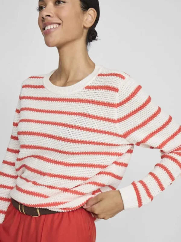 Vila Jumpers & Cardigans<Dalo Stripe Jumper (White/Dubarry)